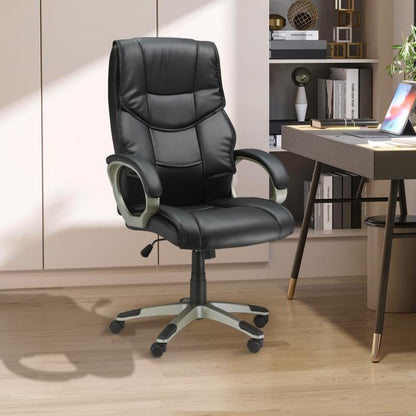 Bureaustoel – Ergonomische Stoel – Office Chair – Draaistoel – Bureaustoelen – Verstelbare Hoogte 114-124 cm – Zwarte Kunstleren Bekleding & Stevig PVC Frame