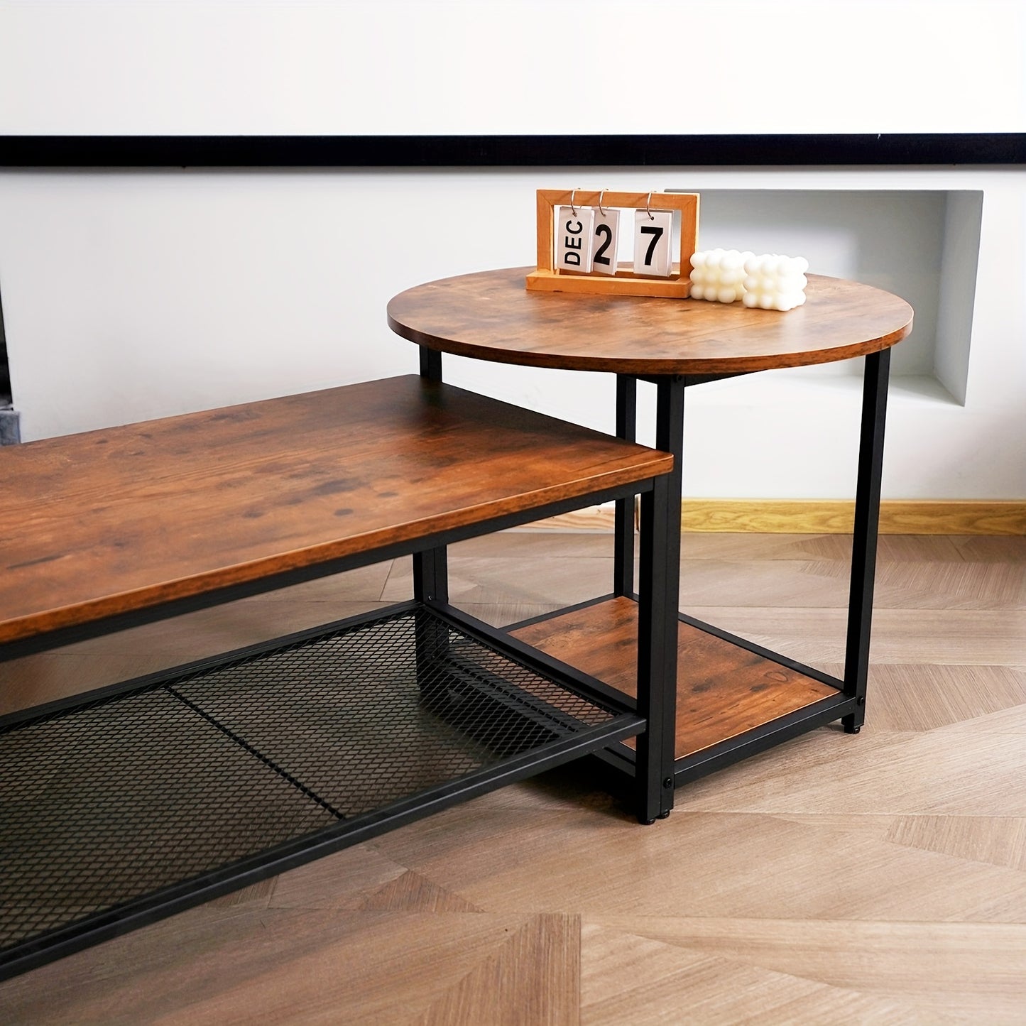 Salontafel – Koffietafel – Theetafel – Woonkamertafel – Bijzettafel – 2-in-1 Afneembaar – Robuust Hout Met Zwart Metalen Frame