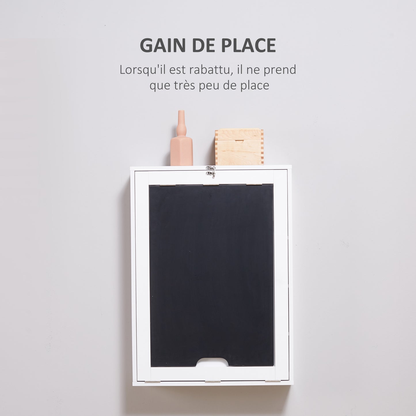 Inklapbare Wandtafel – Vouwtafel – Klaptafel – Muurbureau – Wandbureau – Space Saving Ontwerp – MDF Schoolbord Wit
