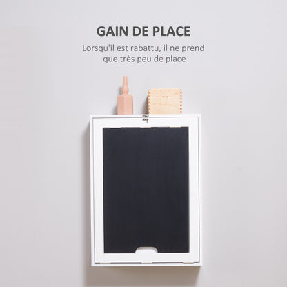 Inklapbare Wandtafel – Vouwtafel – Klaptafel – Muurbureau – Wandbureau – Space Saving Ontwerp – MDF Schoolbord Wit