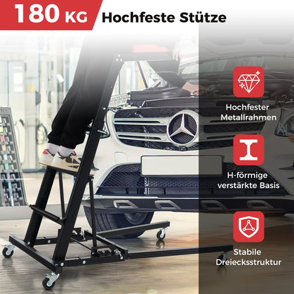 Vouwbare Werkstoel – Werkkruk – Creeper – Garagekruk – Klusstoel – Verstelbare Hoogte – Comfortabel Gewatteerd Zitvlak – Rood Metalen Frame