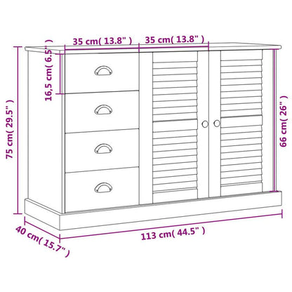 Sideboard – Dressoir – Kast – Opbergmeubel – Buffetkast – Grijs – Massief Grenenhout – 113x40x75 cm – Veelzijdige Opbergruimte – Duurzaam Design
