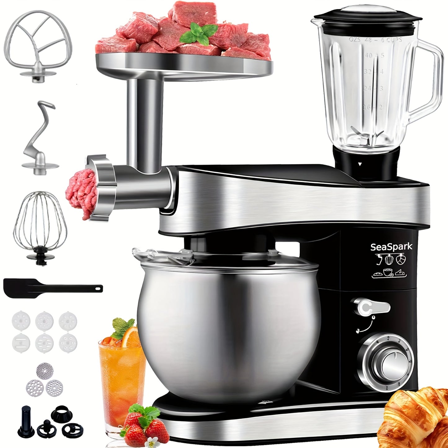 Keukenmixer – Standmixer – Mixer – Blenders – Mengmachine – Zwart – 1200W Krachtige Motor – 6L RVS Mengkom