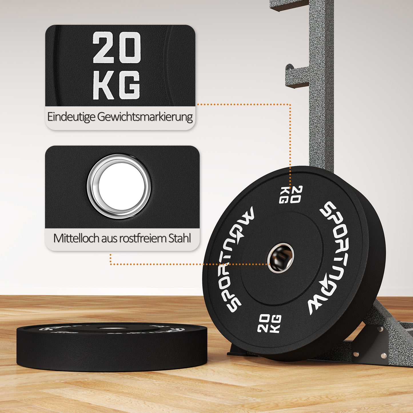 Gewichtsschijven – Halterschijven – Gewicht Platen – Haltergewichten – Gewicht Schijven – Olympische Standaard – Rubberen Coating – 2 x 20 kg – Zwart