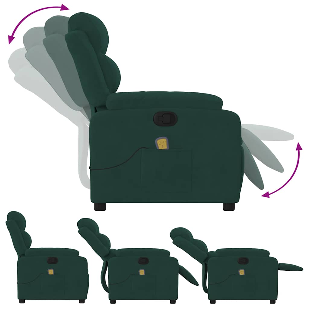 Fauteuil – Relaxstoel – Zetel – Lounge Stoel – Sessel – Donkergroen – Handmatig Verstelbaar – Fluweel Bekleding