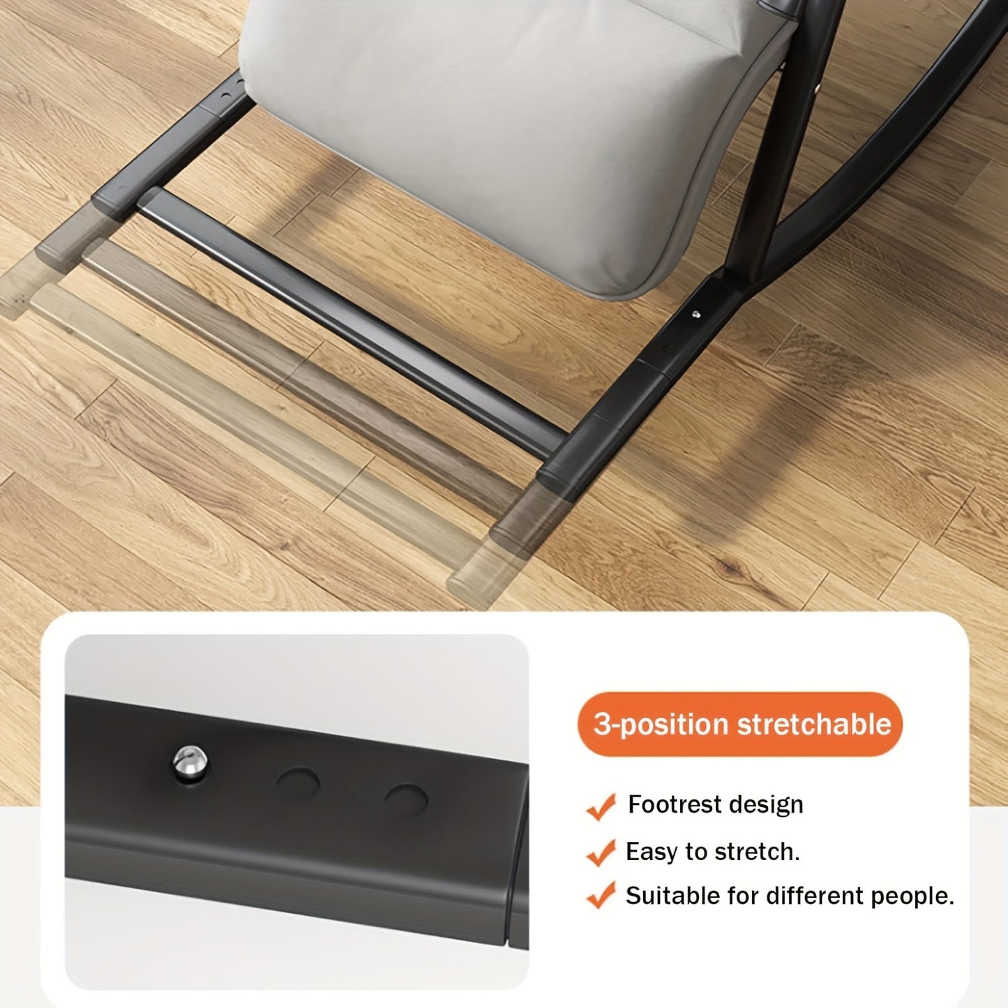 Schommelstoel – Relaxstoel – Fauteuil – Verzorgingsstoel – Loungestoel – Met Armleuningen – Verstelbare Rugleuning en Voetensteun – Katoenen Bekleding – Geschikt Voor Harde Vloeren - Grijs