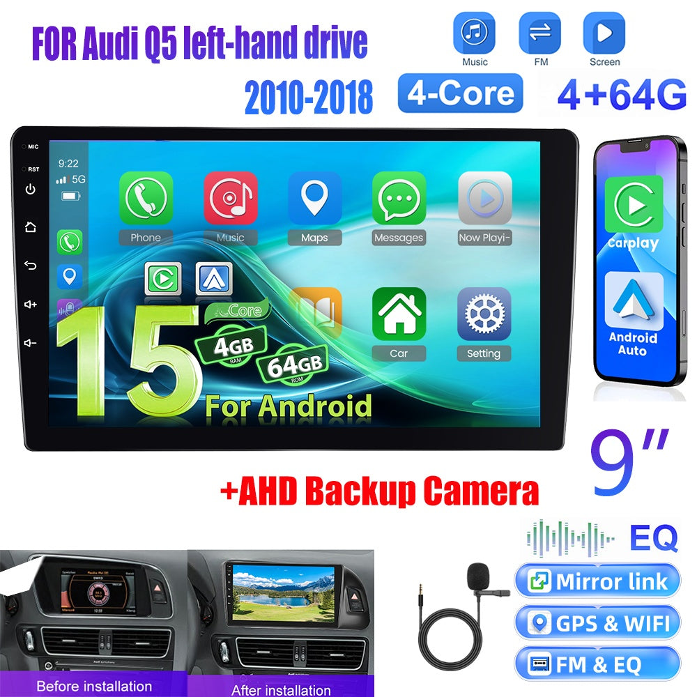 Android 15 Autoradio – Car Stereo – Multimedia Systeem – Navigatie Systeem – Inbouw Radio – 9 Inch 1280P IPS Touchscreen – Draadloos CarPlay & Android Auto – AHD Achteruitrijcamera