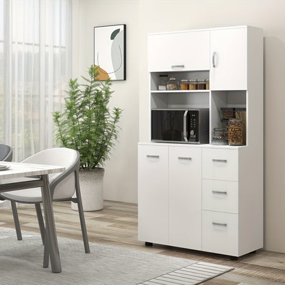 Keukenkastje – Dressoir – Opbergkast – Ladekast – Keukenkast – Wit – 89x39,5x168 cm – 3 Lades & 3 Open Schappen