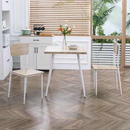 3-Teilige Essgruppe Esstisch Mit 2 Stühlen Esszimmergruppe Mit Metallgestell Sitzgruppe Für Esszimmer, Küche Nautr+Weiß, Moderne Küchenmöbel, Schneller Aufbau, Platzsparend, Esstisch Im Landhausstil Geeignet Für Wohnzi