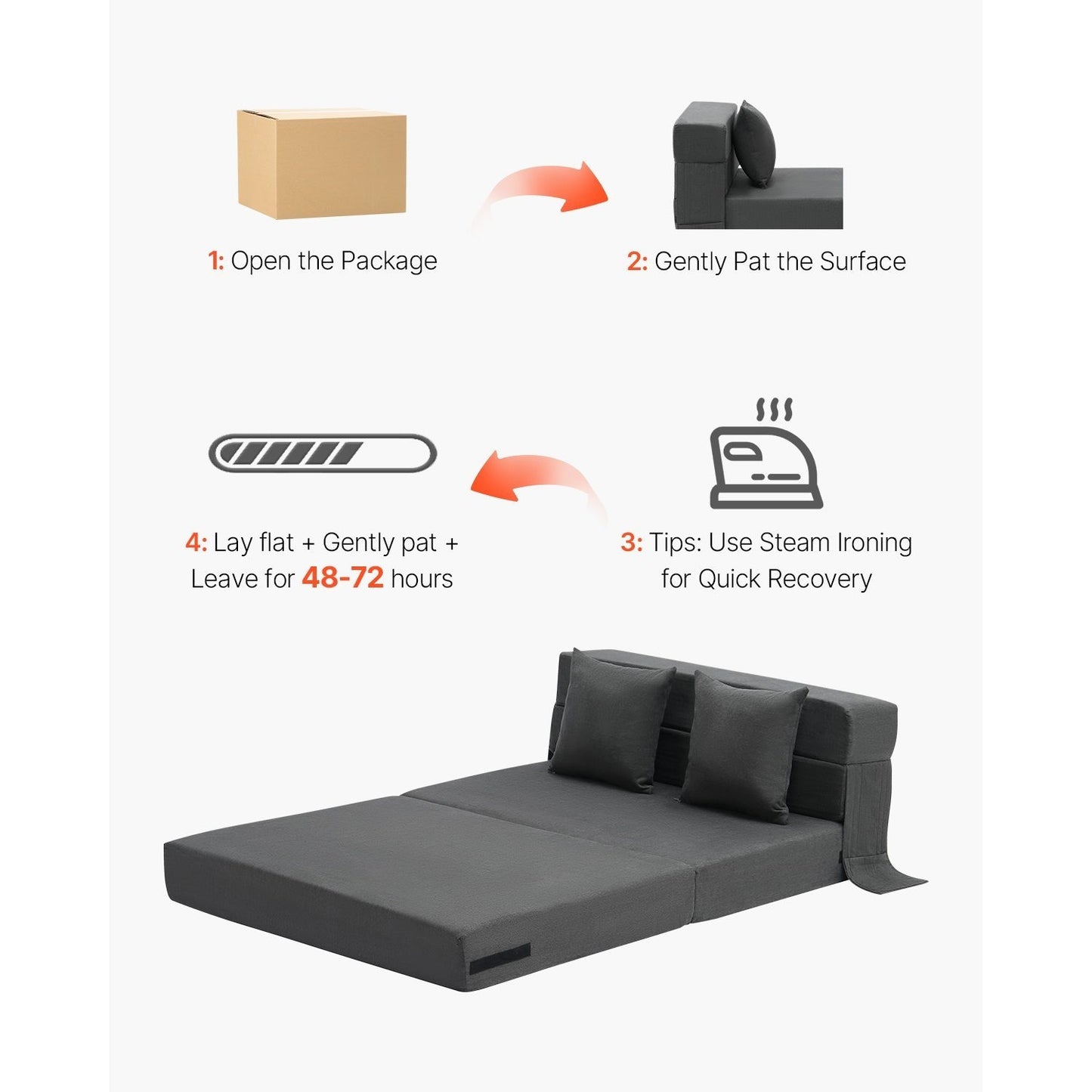 Slaapbank – Bankbed – Klapbed – Opklapbed – Zitbank – Donkergrijs – 3-in-1 Ontwerp – Hoogwaardig Schuim
