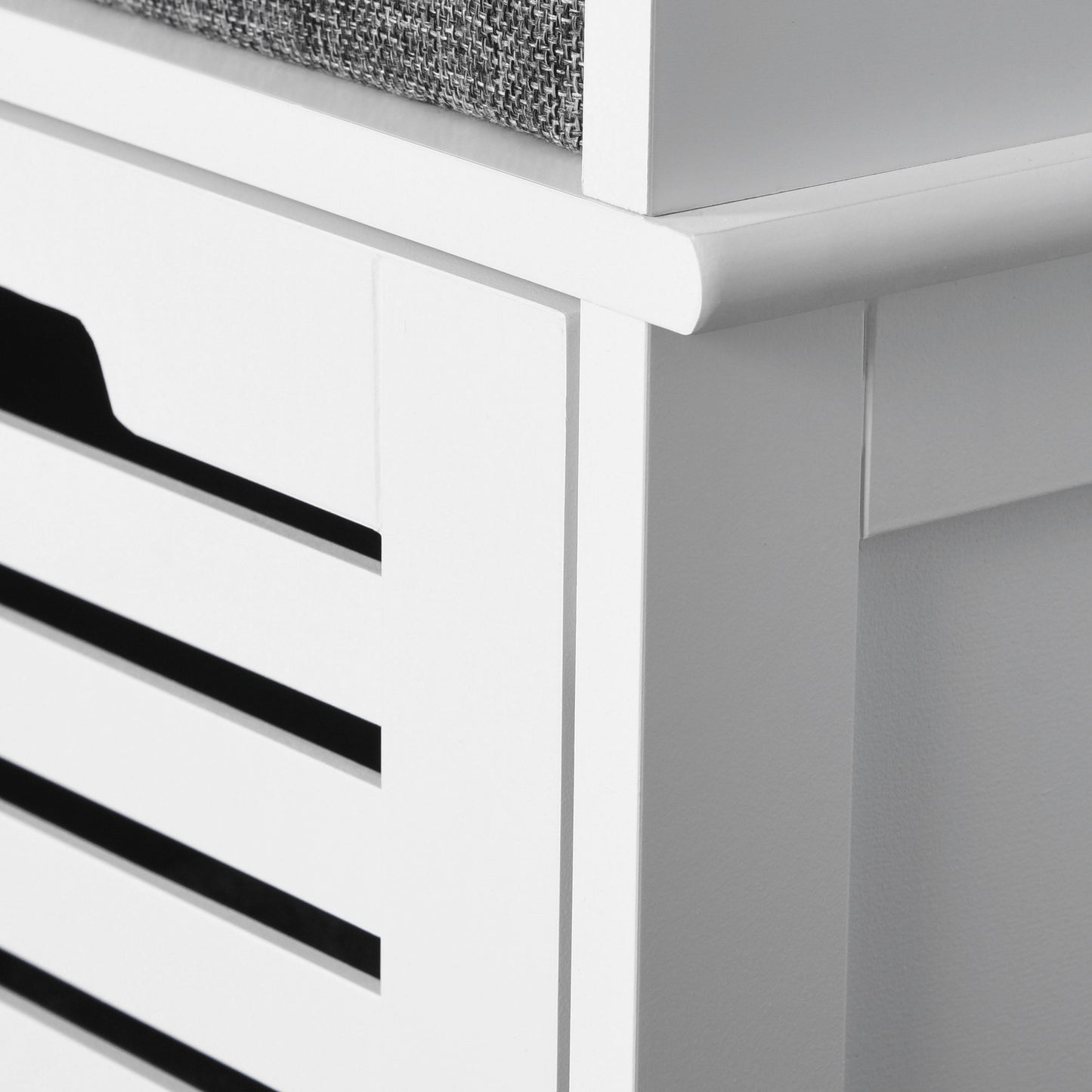 Schoenenbank – Schoenenkast – Opbergbank – Halbank – Zitbank – Met 3 Ventilerende Lades – Comfortabel Verwijderbaar Kussen – Wit – Compact 108x35x43 cm
