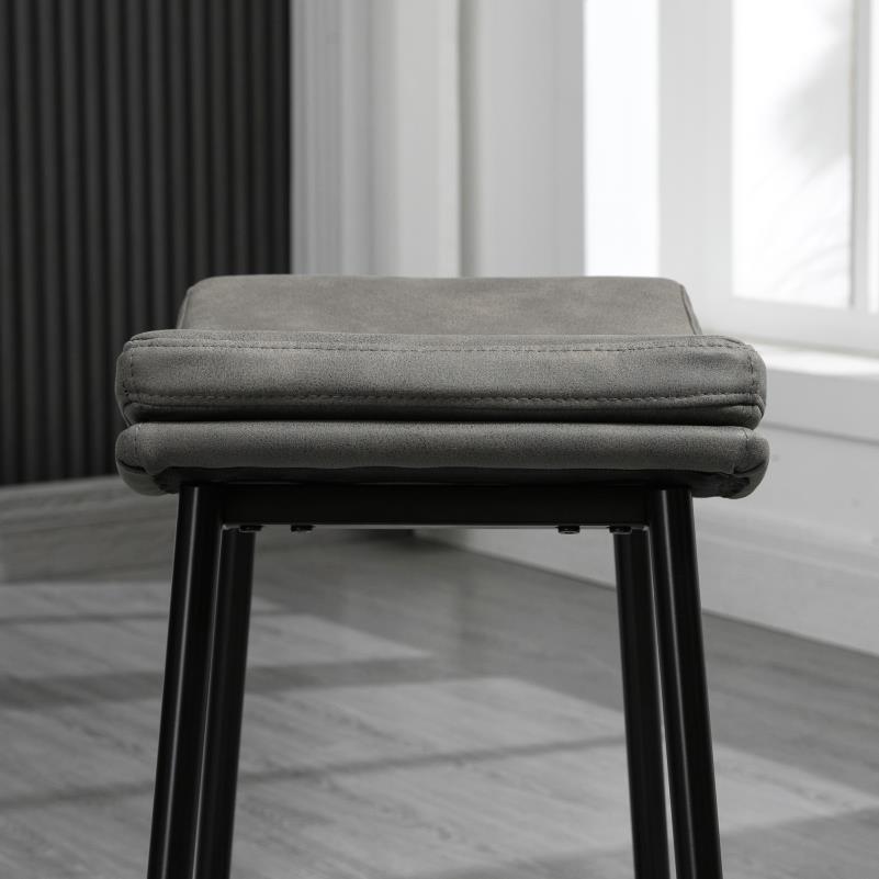Barstoel – Barstoel Met Rugleuning – Keukenstoel – Kruk – Barkruk – Gestoffeerde Zitting – Stalen Frame – Max 120 Kg Draagkracht – Counterhoogte