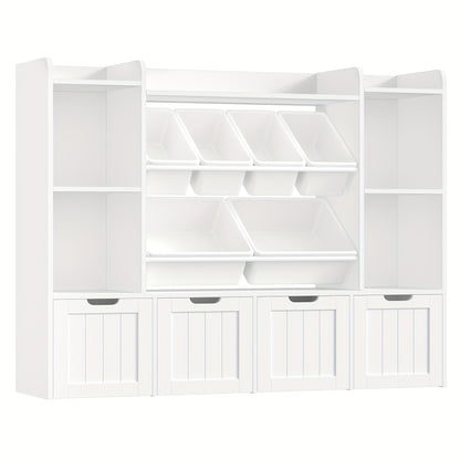 Boekenkast – Opbergkast – Boekenrek – Vakkenkast – Opbergrek – Hout – 6 Lades Met Verwijderbare Dozen – Mobiel Met Wieltjes – 68,58 cm Hoog – 90 Liter Inhoud