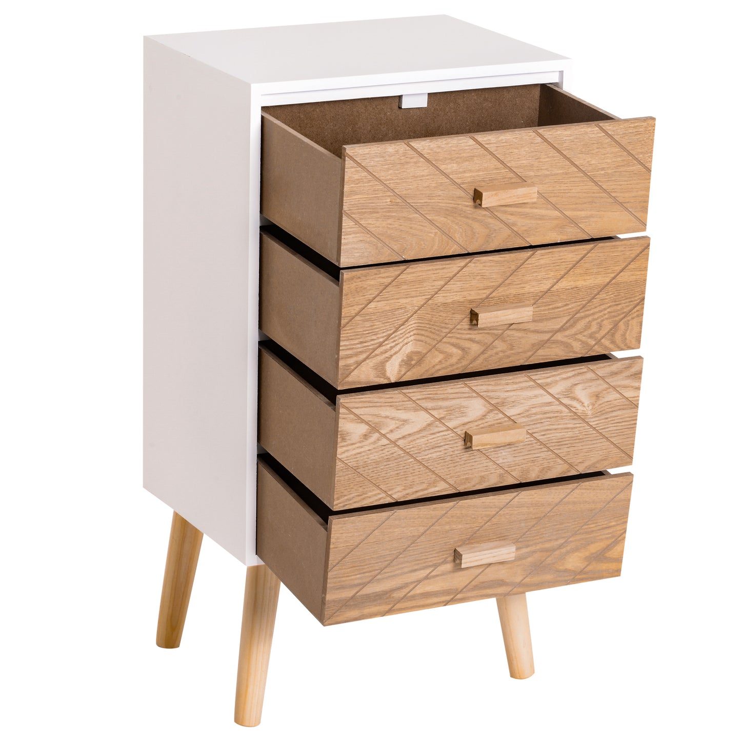 Scandinavisch Nachtkastje – Bedkastje – Ladeblok – Opbergkast – Dressoir – Compact Formaat 40x30x75 cm – Massief Hout & MDF