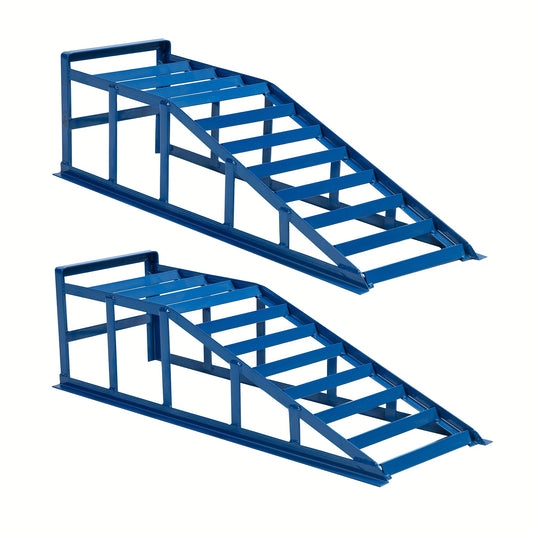 Oplaadrampen – Laadrampen – Hefplateau – Autoliften – Auto Ramps – Draagvermogen 2000 kg – Geschikt Voor Banden Tot 265 mm – Stalen Constructie – Hellingshoek 23 Graden – Blauw