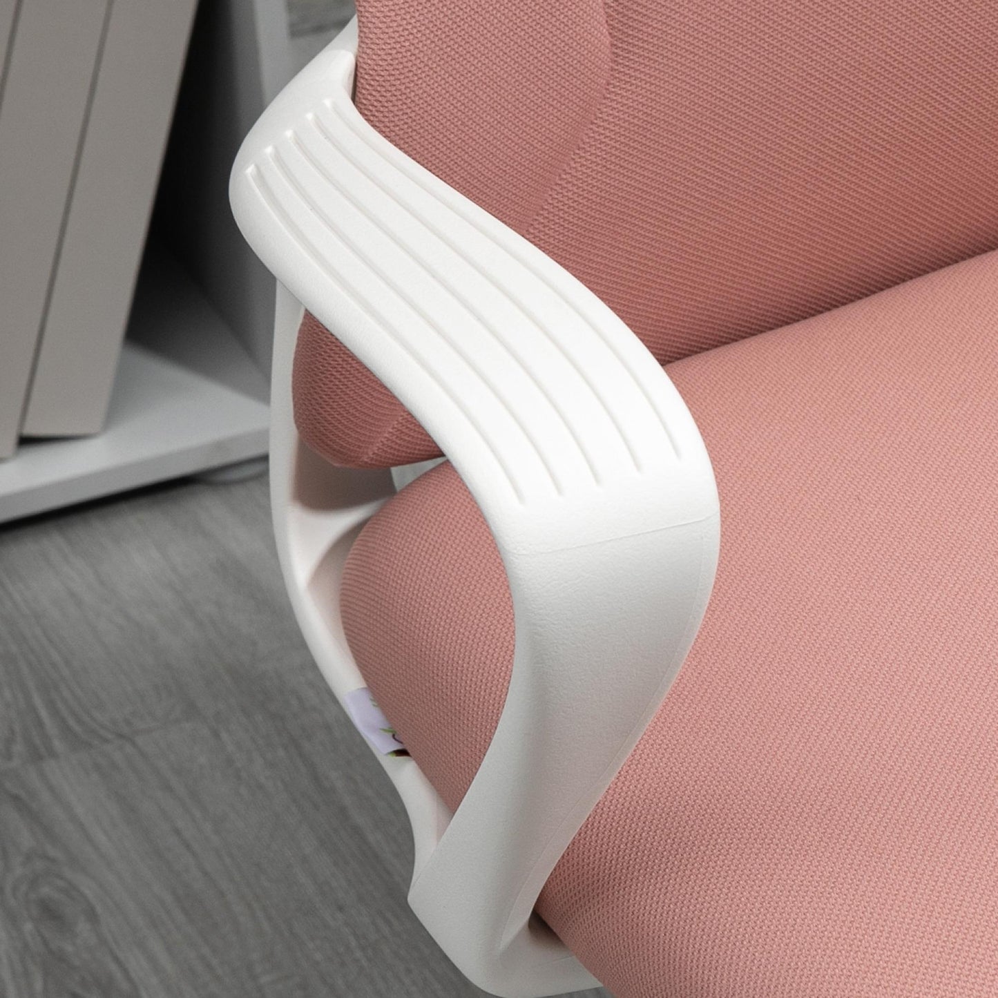 Bureaustoel – Ergonomische Stoel – Office Chair – Kantoorstoel – Bureaustoelen – Verstelbare Rugleuning – Hoogte Verstelbaar – Roze – Met Houten Elementen