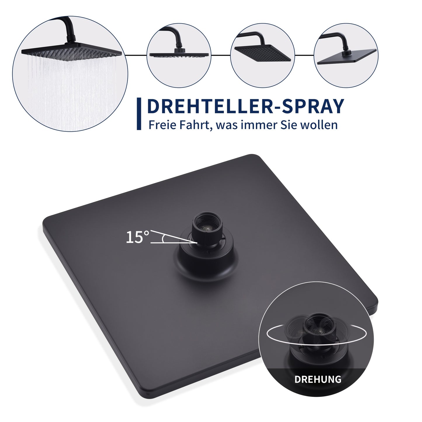 Zwart Douchesysteem – Douche Thermostaat – Regendouche – Handdouche – Douchekraan – Matzwart – Roestvrij Staal – Veiligheidsstop 38°C