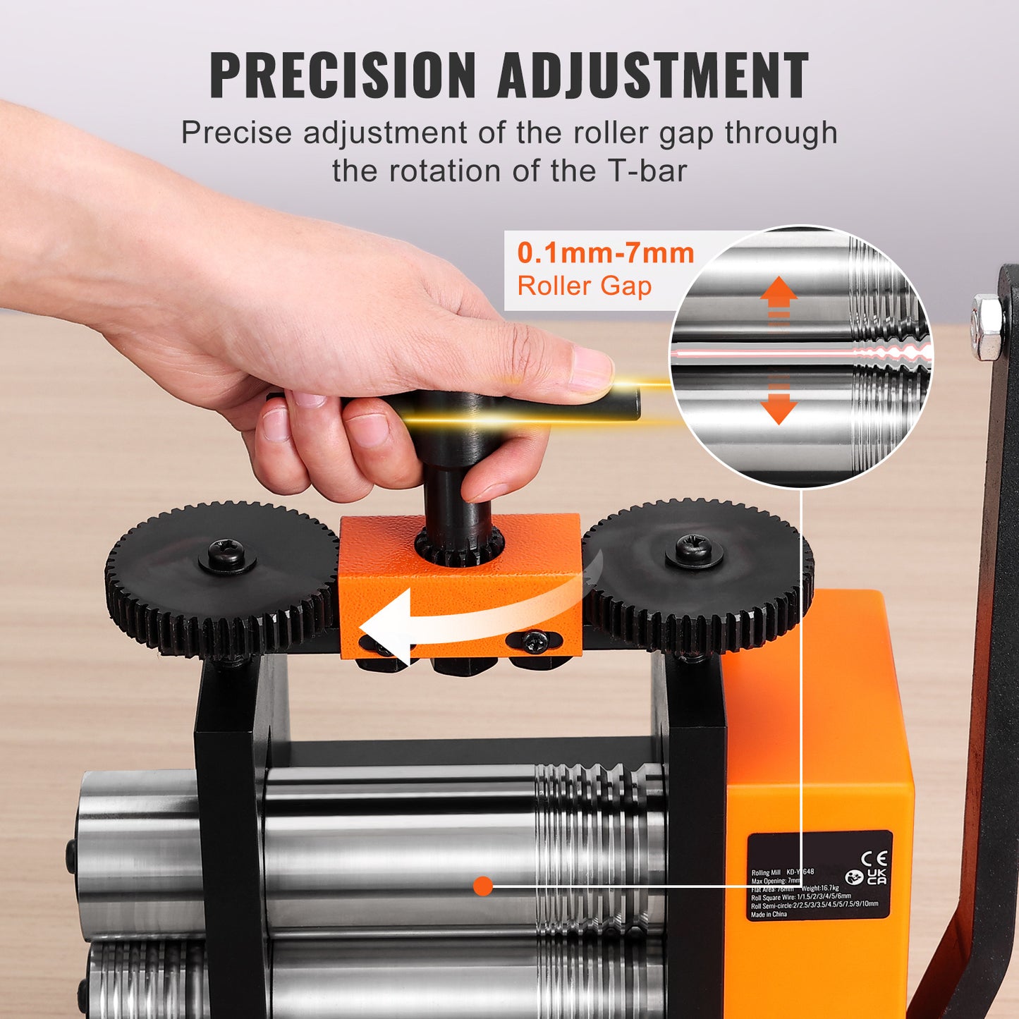 Rollersmachine – Rolbank – Metaalpers – Juweliers Gereedschap – Deegroller – 3-in-1 Multifunctioneel – Instelbare Dikte 0,1-7 mm – Hoogwaardig Gietijzer Met Stalen Rollen