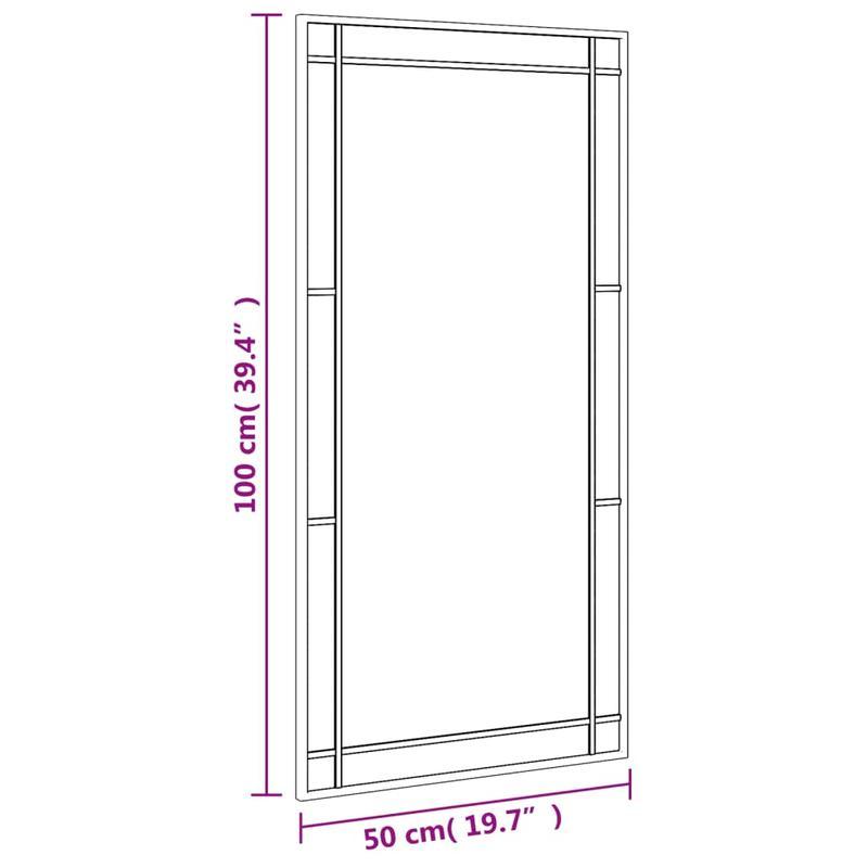 Wandspiegel – Spiegel – Badkamerspiegel – Hangspiegel – Woondecoratie – Zwart – Rechthoekig – 50x100 cm – IJzeren Frame – Verticaal – Zonder Elektriciteit