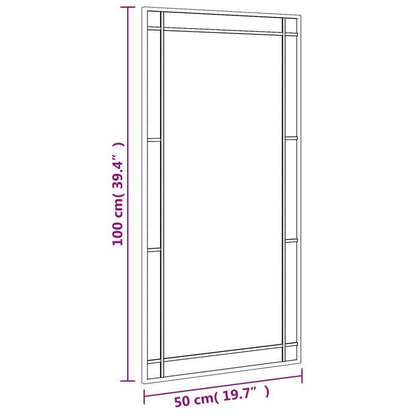 Wandspiegel – Spiegel – Badkamerspiegel – Hangspiegel – Woondecoratie – Zwart – Rechthoekig – 50x100 cm – IJzeren Frame – Verticaal – Zonder Elektriciteit