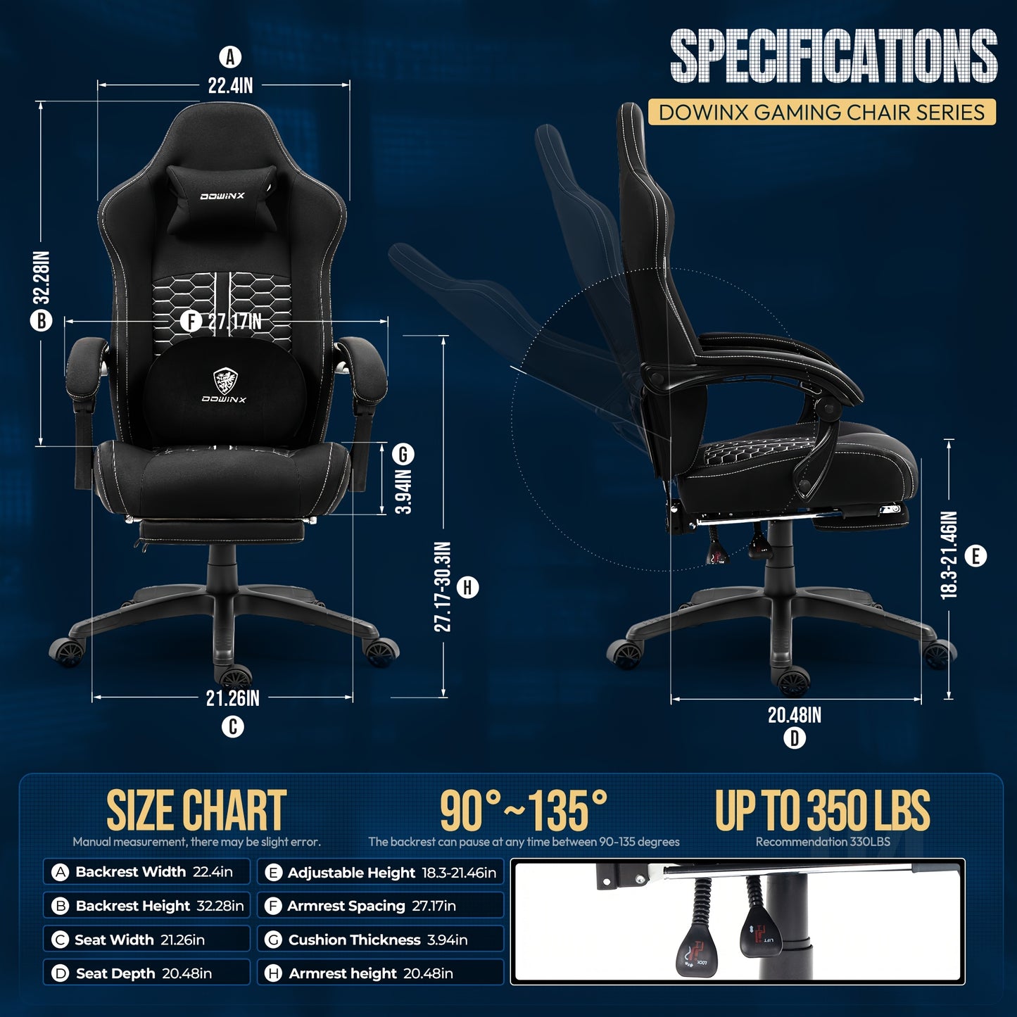 Gaming Chair with Lumbar Support, High-Quality Gaming Chair with Pocket Spring Seat Cushion and Footrest, Adult Gaming Chair, High-Back Computer Chair, Suitable for Office, Bedroom, and Gaming Scenarios