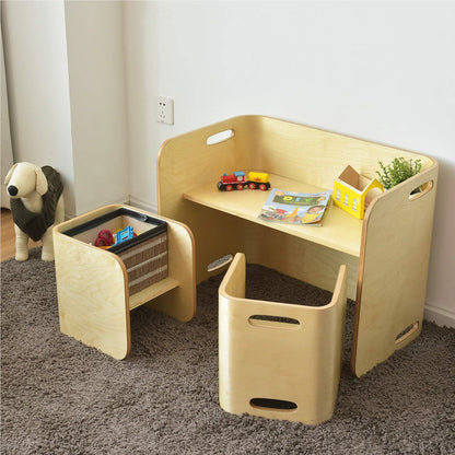 Kindertafel – Kindermeubel – Kindertafeltje – Kindertafelset – Houten Kindertafel – Berkenhout – Multifunctioneel Met 2 Stoelen – Compact En Duurzaam