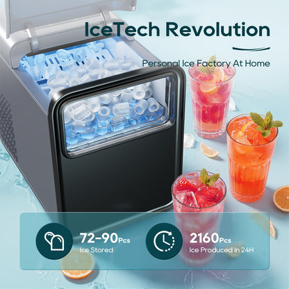IJsmachine – IJsblokjesmaker – IJsblokjesmachine – Mini ijsmachine – Compact ijsmaker – Snel 9 ijsblokjes in 8 minuten – Zelfreinigend systeem – 1,5L waterreservoir