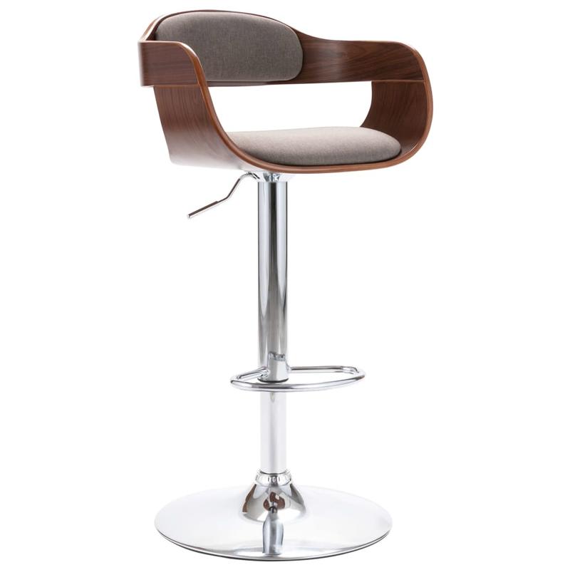Modern Square Plywood Bar Stool with Taupe Fabric -Like Backrest - Sturdy Particle Board-like, Easy Assembly, Square Footrest - Counter Height Chair, Bar, Cafe (No Soft Padding, Durable Wood Furniture