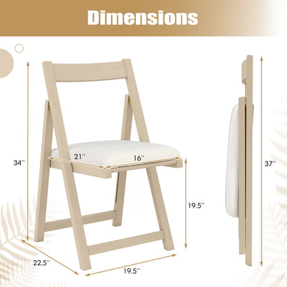 Klapstoelen – Inklapbare Stoelen – Opklapbare Stoelen – Eetkamerstoelen – Opbergbare Stoelen – Set Van 2 – Massief Rubberhout Frame – Zachte Faux Sherpa Bekleding