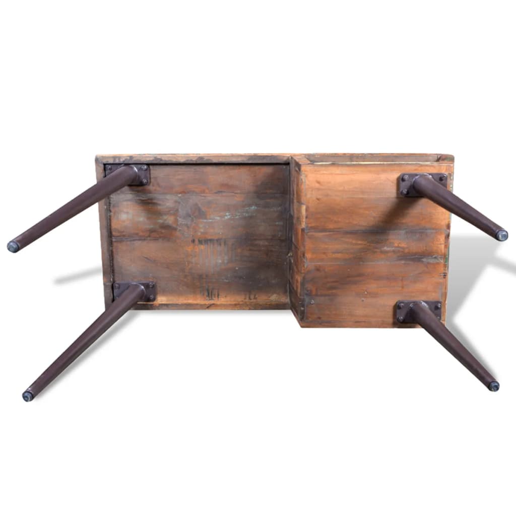 Bureau – Werkplek Tafel – Schrijfmeubel – Computertafel – Studieplek – Gerecycled Houten Blad – Stevige Metalen Poten