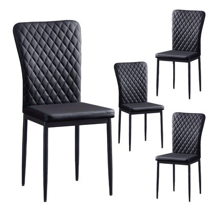 Eetkamerstoelen – Kuipstoelen – Stoelen – Set Van 4/6 – Fluweel Kunstleer Bekleed – Hoge Rugleuning – Zachte Zitting – Zwart Metalen Onderstel