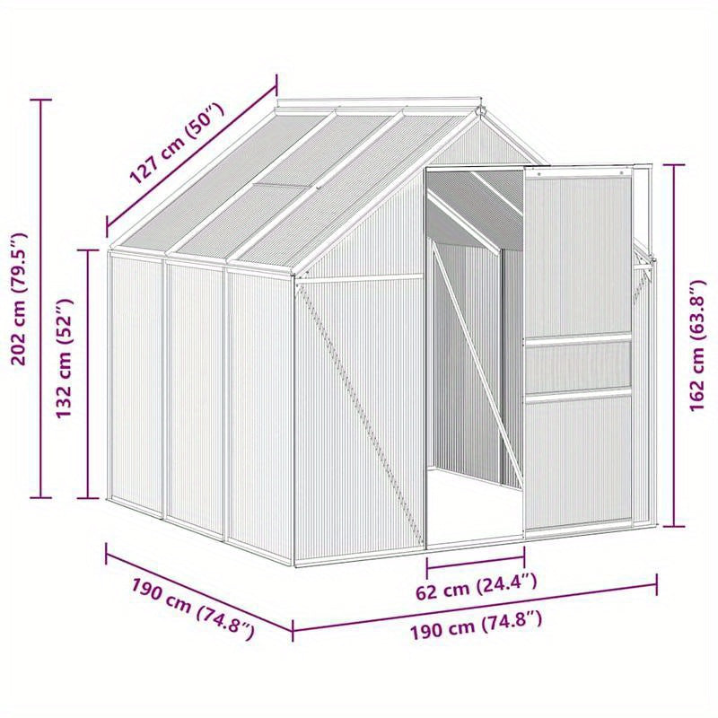 Kas – Kweekkas – Tuinkas – Plantenkas – Broeikas – Antraciet Aluminium Frame – Weerbestendig Met Stevige Fundering – Compact 3,61 m²