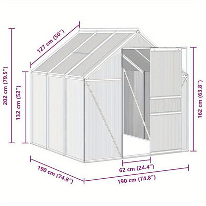 Kas – Kweekkas – Tuinkas – Plantenkas – Broeikas – Antraciet Aluminium Frame – Weerbestendig Met Stevige Fundering – Compact 3,61 m²