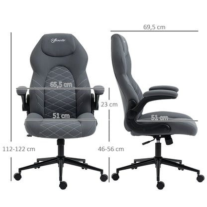 Bureaustoel – Ergonomische Stoel – Kantoorstoel – Draaistoel – Computerstoel – Verstelbare Zithoogte – Kantelfunctie – Microfiber Bekleding – Donkergrijs