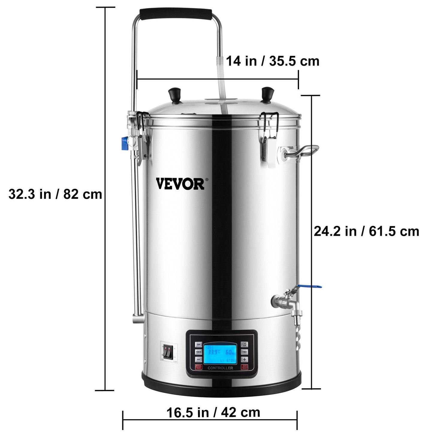 Bierbrouwset – Thuisbrouwketel – Elektrisch Brouwketel Systeem – Ambachtelijk Bierbrouwen – All-in-One Brouwsysteem – 30 Liter RVS – Automatisch Temperatuurregeling 25-100°C