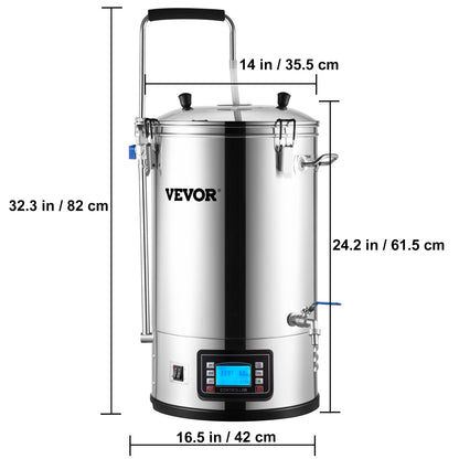 Bierbrouwset – Thuisbrouwketel – Elektrisch Brouwketel Systeem – Ambachtelijk Bierbrouwen – All-in-One Brouwsysteem – 30 Liter RVS – Automatisch Temperatuurregeling 25-100°C