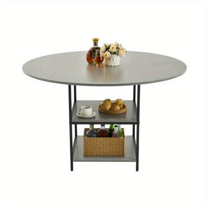 Ronde Eettafel – Houten Tafel – Compacte Eettafel – Keukentafel – Ronde Tafel – Diameter 119 cm – MDF Met Houten Look