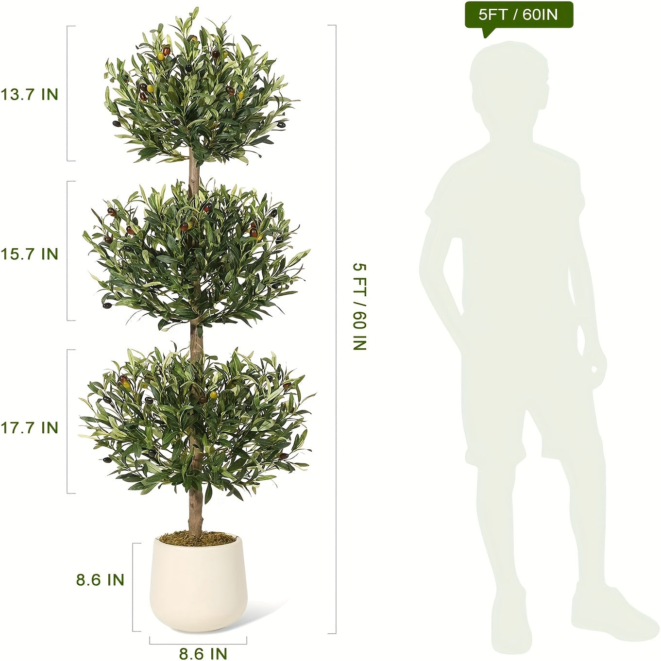 Olijfboom Kunstplant – Nep Olijfboom – Kunst Olijfboom – Kunstplant Binnen – Kunstplant Met Pot – Realistisch 152 cm – Onderhoudsvrij Kunststof