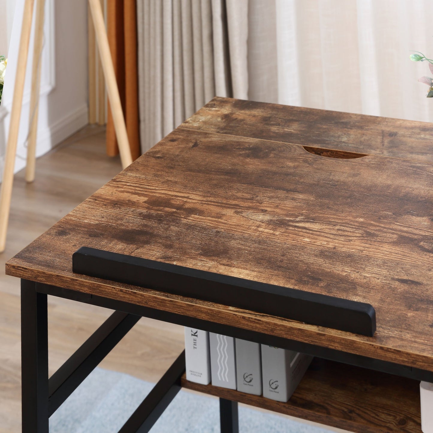 Industriële Bureautafel – Bureau – Werktafel – Computerbureau – Tekentafel – Rustiek Bruin – Kantelbaar Werkblad – Handige Opbergruimte