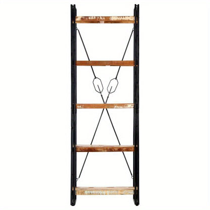 Boekenkast – Boekenrek – Vakkenkast – Opbergkast – Stellingkast – Massief Gerecycled Hout – 5 Planken – 60x30x180 cm – Staand Model
