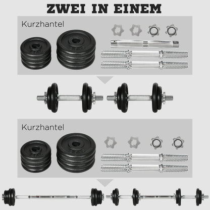 Dumbbell – Halter – Kettlebell – Gewicht – 2-in-1 Verstelbaar – 20 Kg Tot Gewicht – Roestvrij Staal – Zwarte Kleur