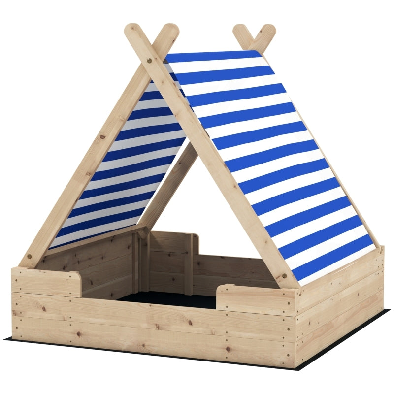 Zandbak – Speelbak – Buitenbak – Zandkist – Sandbox – Natuurlijk Hout – Weerbestendige Beschermhoes – Ruime 120x120 cm Speelplek