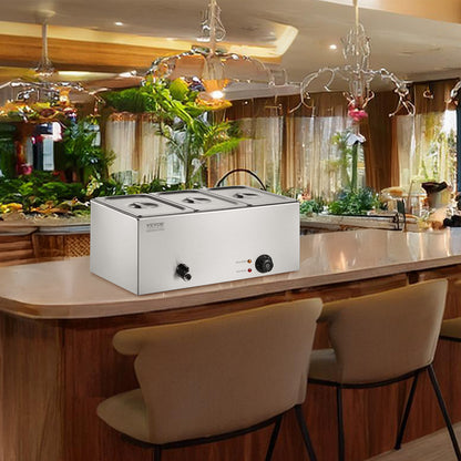 Elektrische Food Warmer – Buffet Warmer – Voedselwarmhouder – Bain Marie – Warmhoudplaat – 16,5L Capaciteit – Roestvrijstalen Behuizing – Verstelbare Temperatuur 30-85°C