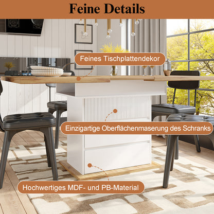 Uitklapbare Eettafel – Klaptafel – Uitschuifbare Tafel – Eettafel Compact – Meubeltafel – Zwart-Wit – Uitbreidbaar 110-140 cm – 3-Lagen Opbergruimte – Stevige Duurzame Constructie