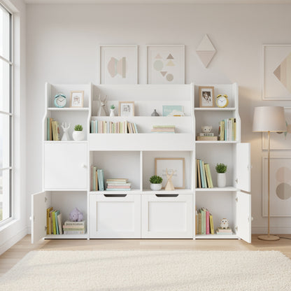 Kast – Ladekast – Boekenkast – Opbergkast – Opbergmeubel – Roze-Witte Houten Kast – Ruime Indeling – Eenvoudige Montage