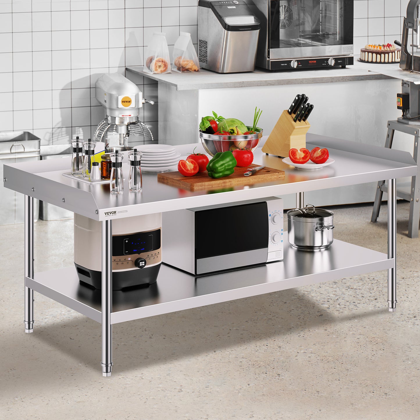 Roestvrijstalen Werktafel – RVS Werkbank – Keukentafel – Werkblad – Cateringtafel – 76x152 cm – 304 Roestvrij Staal – 3 Verstelbare Planken