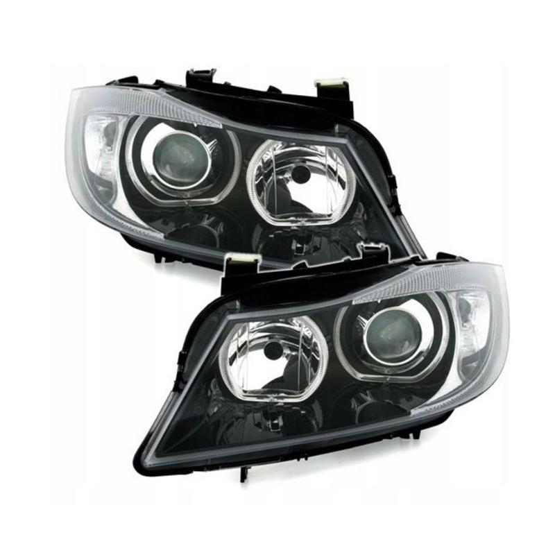 Koplampen BMW E90 – Autolampen – Led Verlichting – Angel Eyes – Auto Lichtunits – H7 Compatible – Witte LED Parklichten – Elektrische Hoogteverstelling