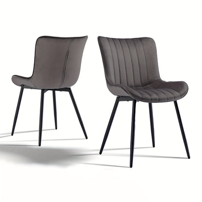 Eetkamerstoel – Stoel – Dinersstoel – Zithoekstoel – Armstoel – Set van 2 Donkergrijze Eetkamerstoelen – Ergonomisch Design – Metalen Frame Tot 150 kg