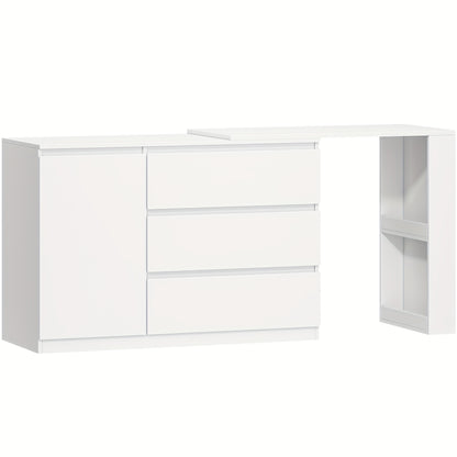 Tidy Up Cluttered Surfaces, Categorize Bottles And Jars, And Organize Makeup Tools.Dressing Table with Drawers, L-Shaped Corner Dressing Table, Vanity with 1 Storage Cabinet And 2 Open Storage Shelves, Bedroom, Living Room, M - QUORE