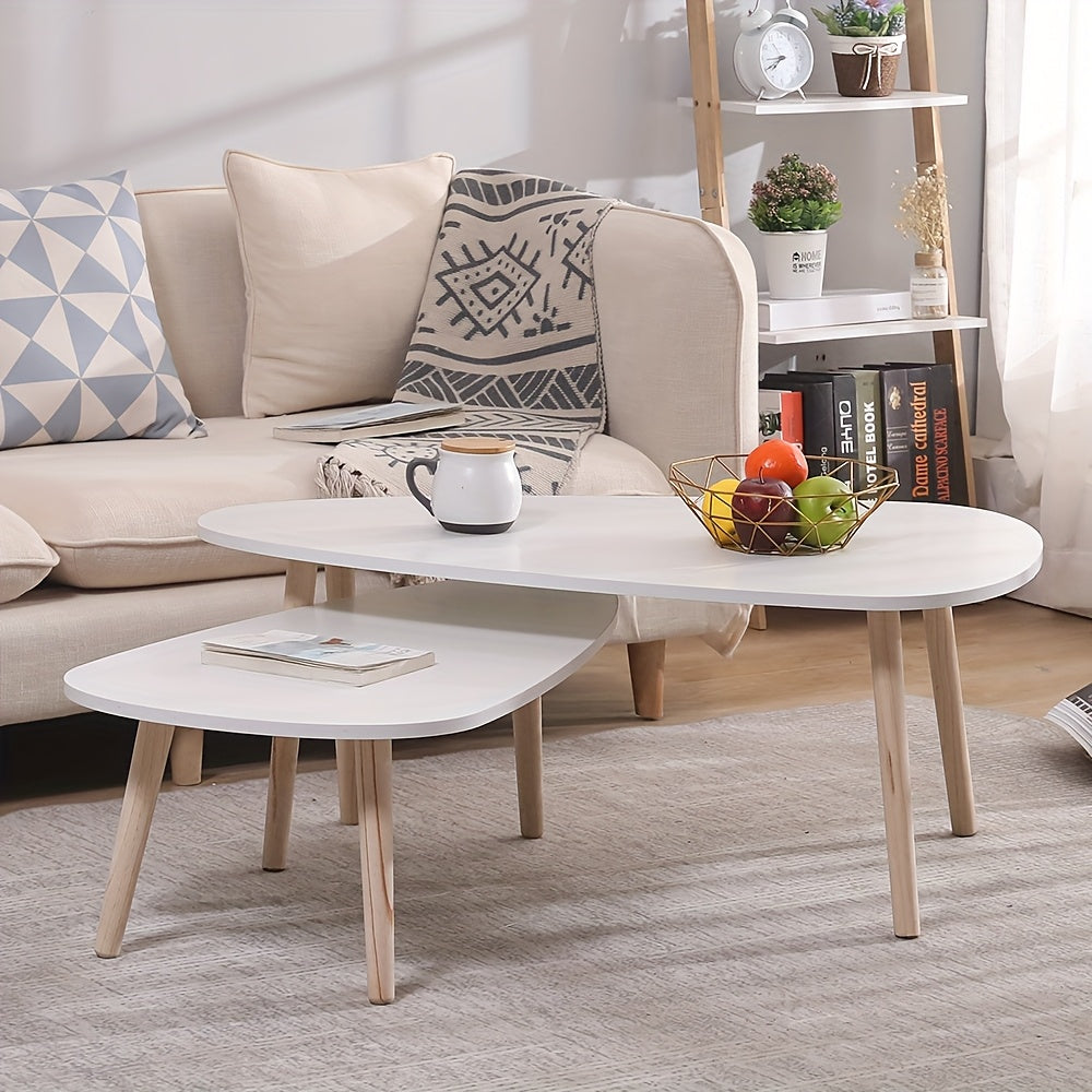 Salontafel Set – Nesting Tafels – Bijzettafels – Woonkamertafels – Houten Tafelset – Beukenhouten Poten – Krasbestendig & Makkelijk Schoon Te Maken – 98x61x39 cm & 88x48x33 cm